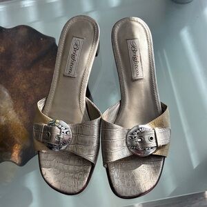 Brighton Women's Metallic Gold Mules